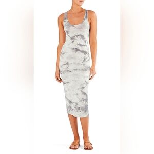 Enza Costa Tie-Dye Rib Knit Tank Dress in Blue/Gray